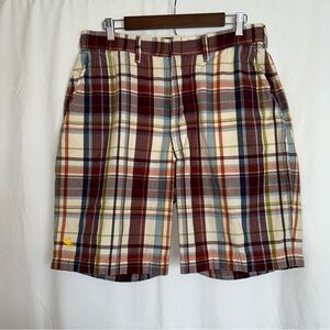 Abercrombie and Fitch Men's Blue Red Yellow Plaid Siz 32 9” Chino Shorts Y2K VTG